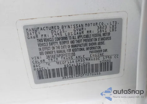 2015 Nissan Sentra Sv from USA, damaged, VIN 3N1AB7AP0FY270155